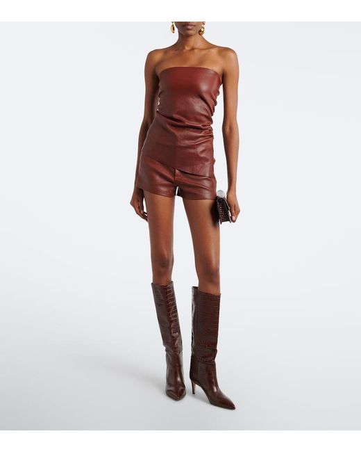 Stouls Red Roxie Mid-Rise Leather Shorts