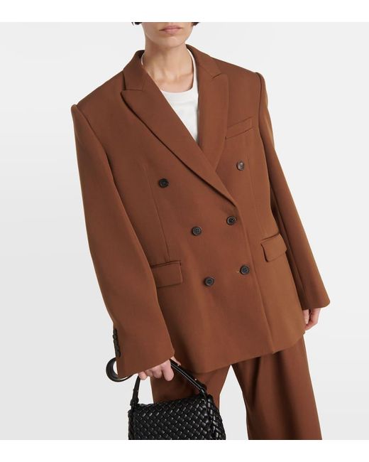 Blazer cruzado de lana Wardrobe NYC de color Brown
