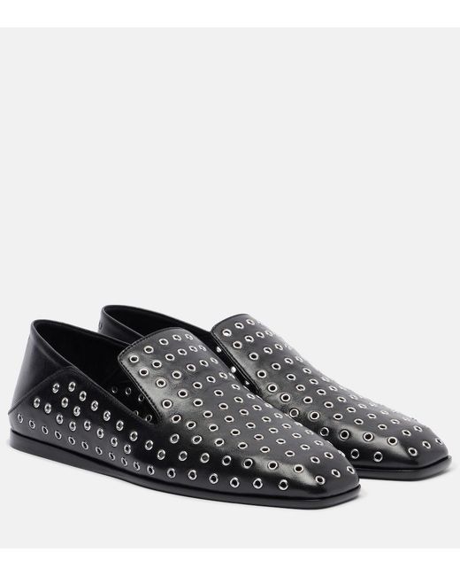 Jimmy Choo Gray Eliot Embellished Leather Slip-On Shoes