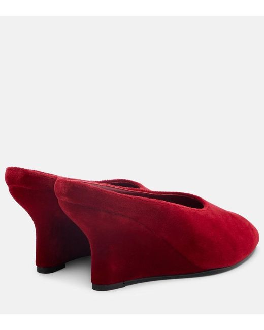 Totême  Red Velvet Wedge Mules