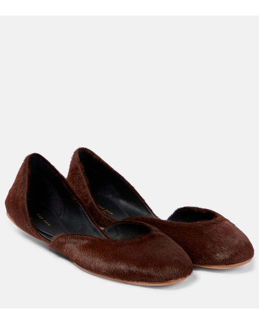 The Row Brown Gemma Calf Hair Ballet Flats
