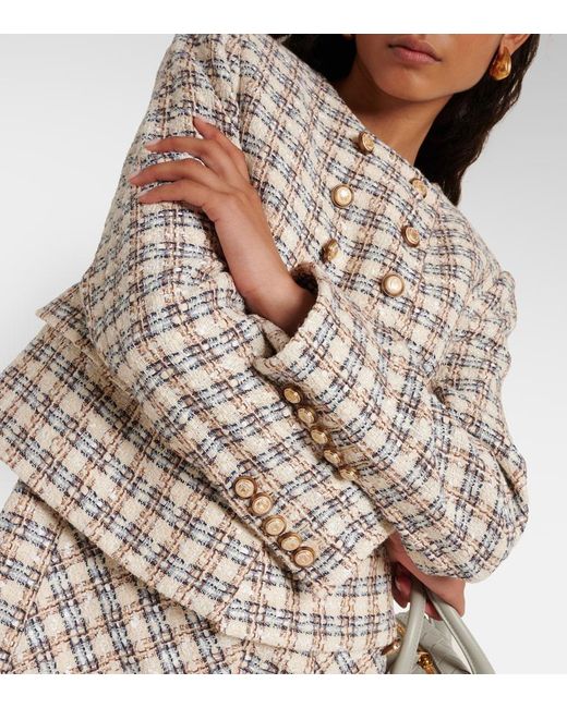 Veronica Beard White Bentley Checked Tweed Jacket