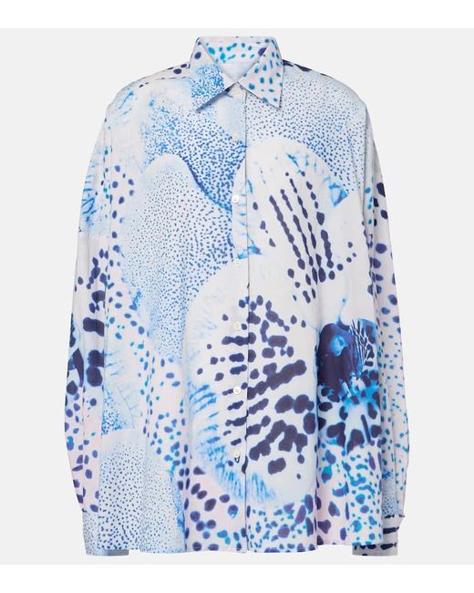 Camisa De Algodon Estampada Dries Van Noten de color Blue