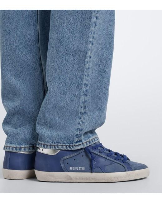 Golden Goose Deluxe Brand Blue Super-Star Leather And Suede Sneakers