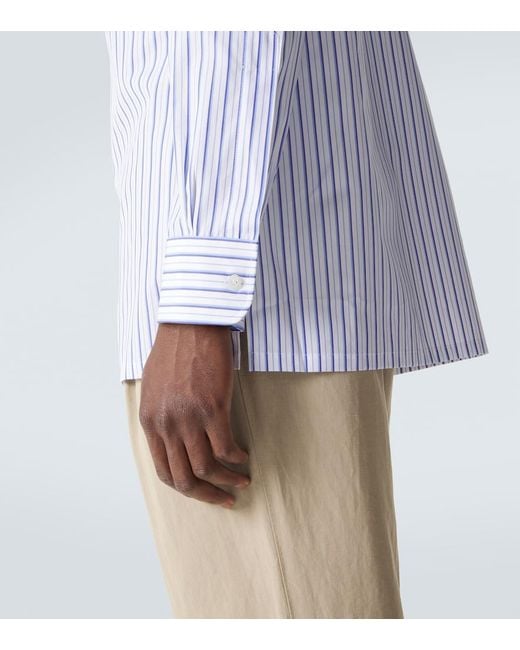 Charvet Blue Striped Cotton Poplin Shirt for men