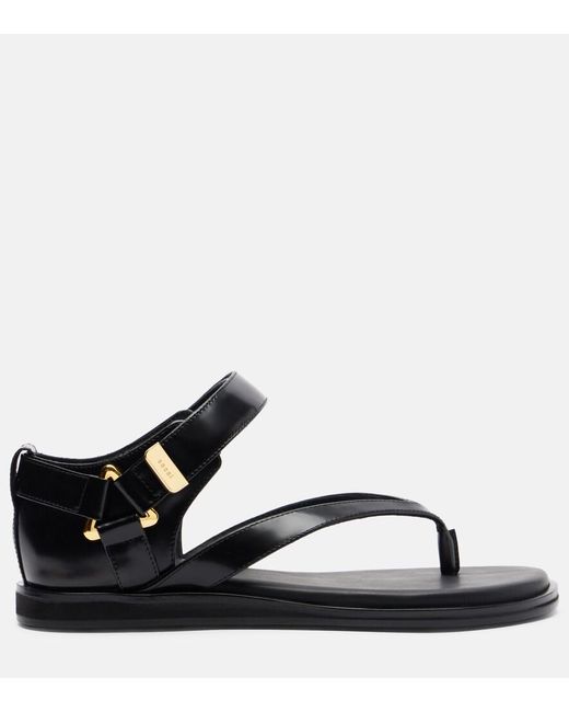 Sacai Black Leather Thong Sandals