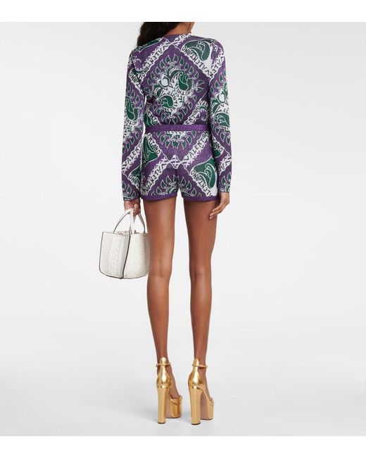 Valentino Blue High-Rise Printed Shorts