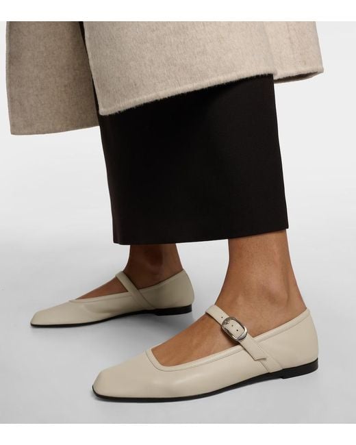 Le Monde Beryl White Leather Mary Jane Ballet Flats
