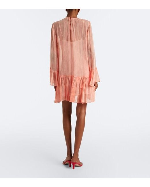 Ulla Johnson Pink Emmeline Ruffled Silk Chiffon Minidress