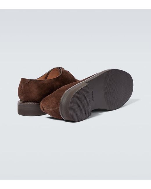 John Lobb Brown Haldon Derby Suede Shoes for men