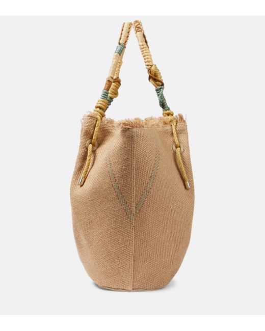 Christian Louboutin Natural By My Side Leather-trimmed Canvas Shopper