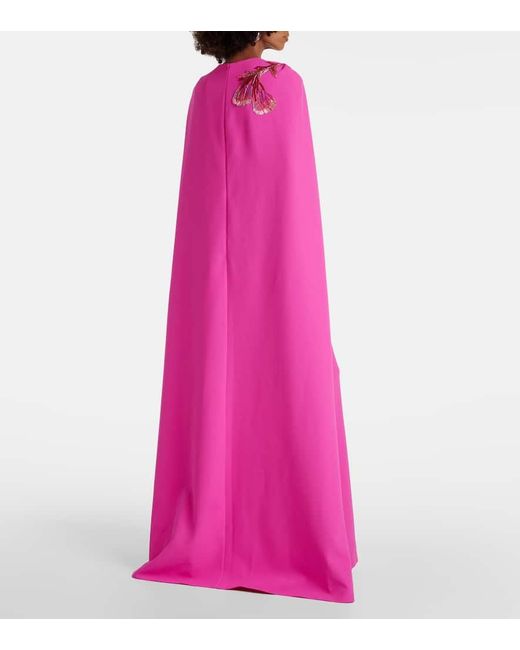 Safiyaa Pink Mattia Caped Embellished Gown