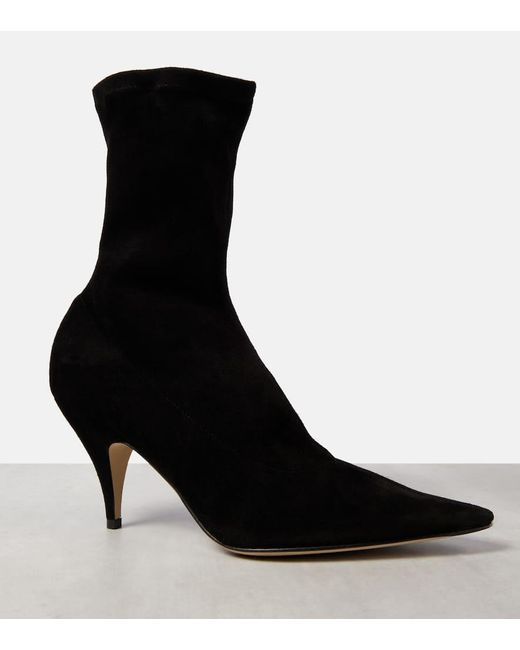 The Row Black Liisa Suede Ankle Boots