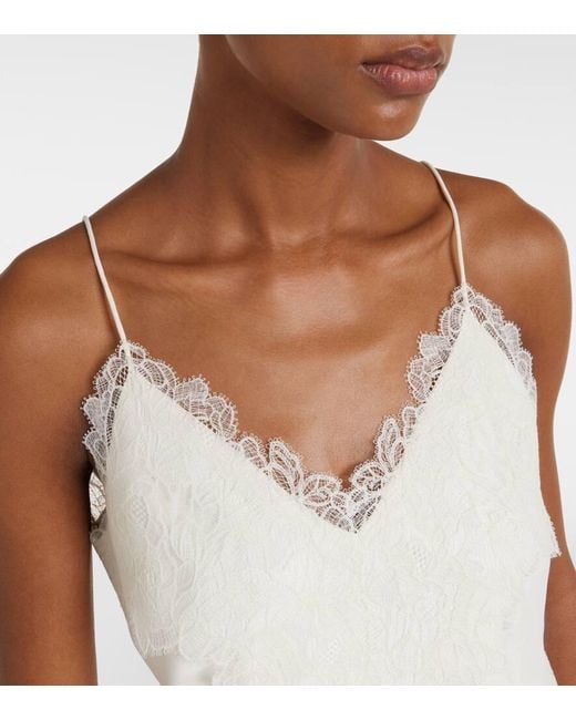 Rohe White Lace-Trimmed Satin Camisole