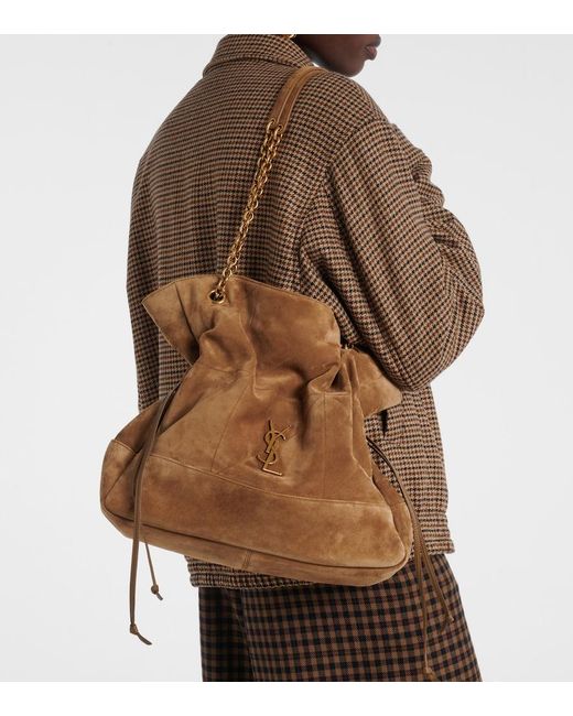 Saint Laurent Brown Jamie Shopping Medium Suede Tote Bag