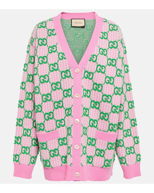 Gucci Pink Wool-jacquard Cardigan