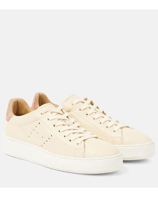 Hogan Natural H672 Suede-Trimmed Leather Sneakers