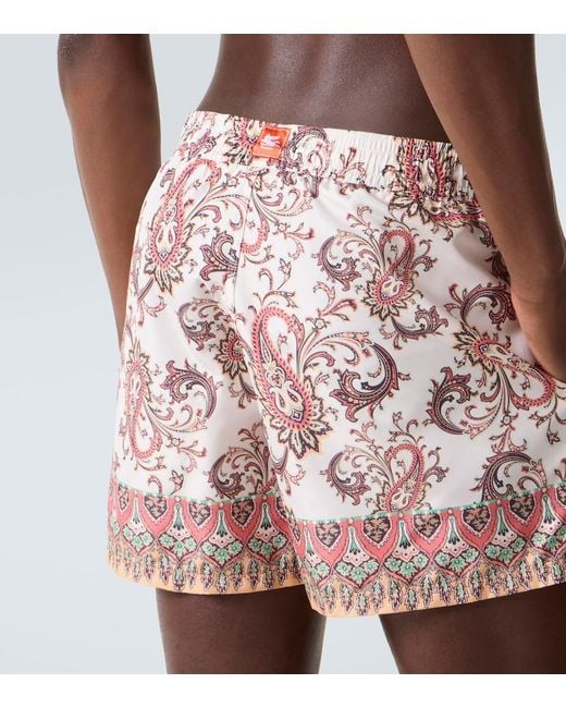 Etro Pink Paisley Swim Trunks for men
