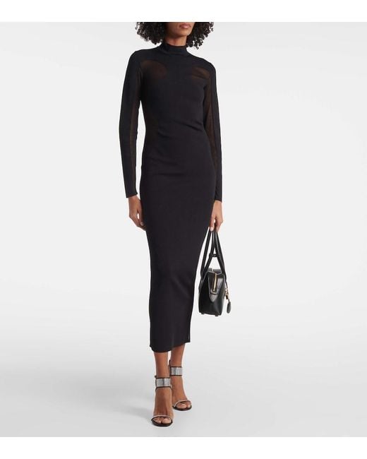 Stella McCartney Blue Miracle Mesh-Paneled Knitted Maxi Dress