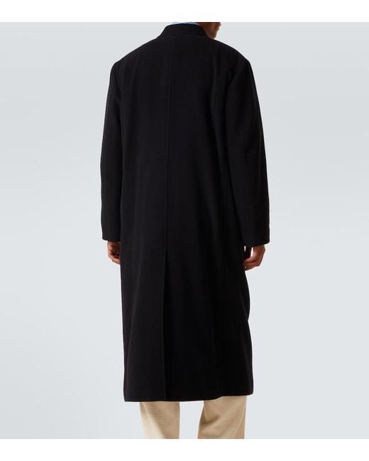 Auralee Black Double-Breasted Wool Mosser Coat for men