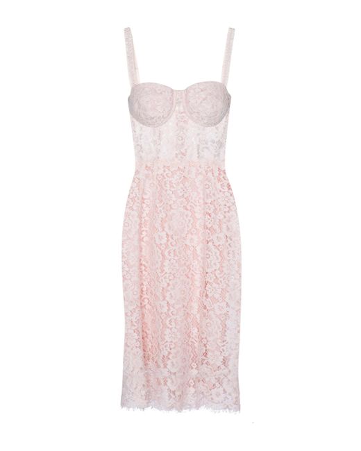 Abito bustier in pizzo di Dolce & Gabbana in Pink