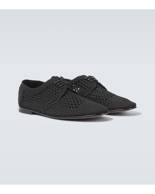 Dolce & Gabbana Black Woven Derby Shoes for men