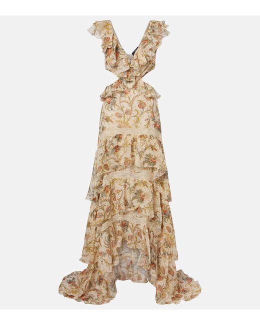 Etro Natural Printed Silk-Blend Maxi Dress