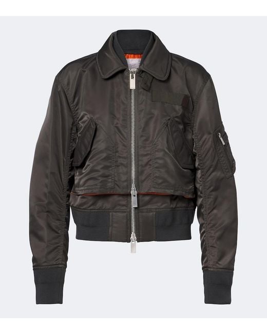 Sacai Black Layered Technical Bomber Jacket