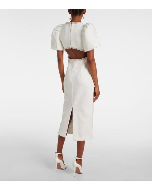 Rebecca Vallance White Bridal Alicia Embellished Crepe Midi Dress