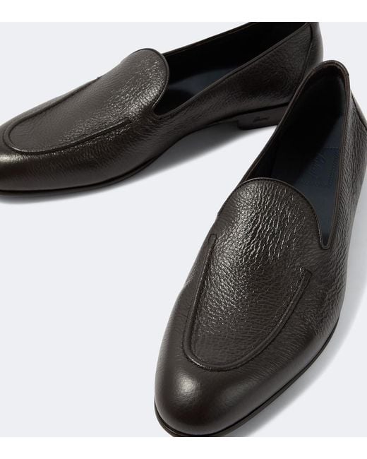 Brioni Black Appia Leather Loafers for men
