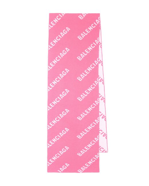 Balenciaga Pink All-over Logo Scarf