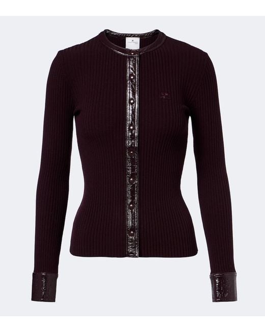 Courreges Blue Ribbed-Knit Cardigan