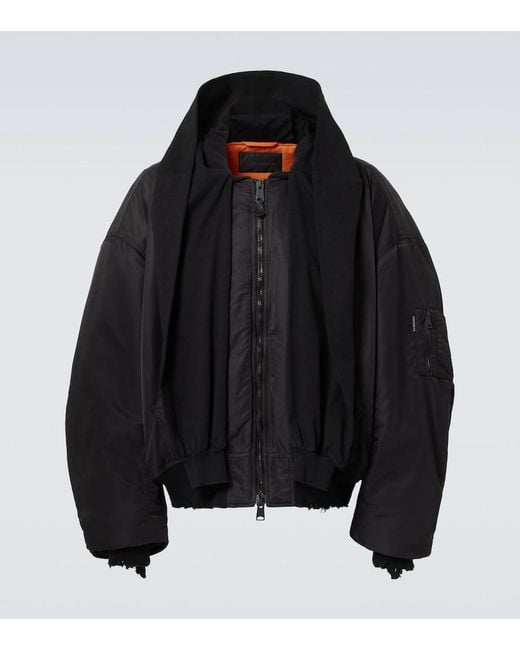 Balenciaga Black Incognito Hooded Bomber Jacket for men