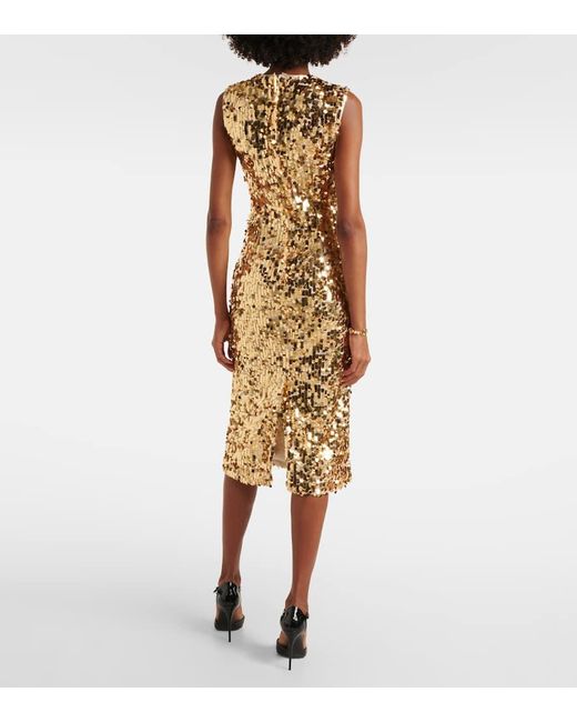 Dolce & Gabbana Metallic Sequined Midi Dress