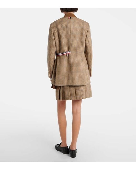 Thom Browne Brown Gunclub Houndstooth Wool Blazer