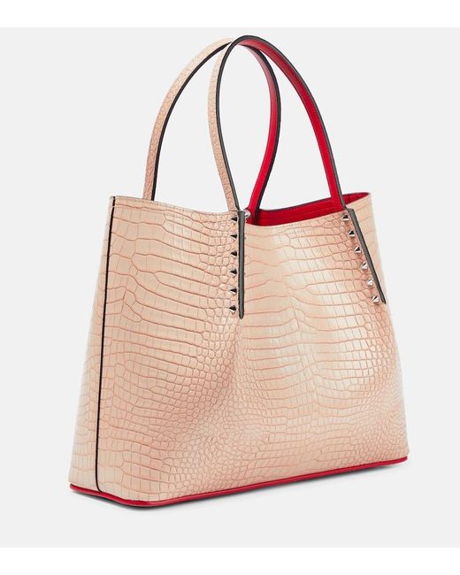 Christian Louboutin Natural Cabarock Kleine Tote Aus Leder Mit Krokodileffekt Und Nieten