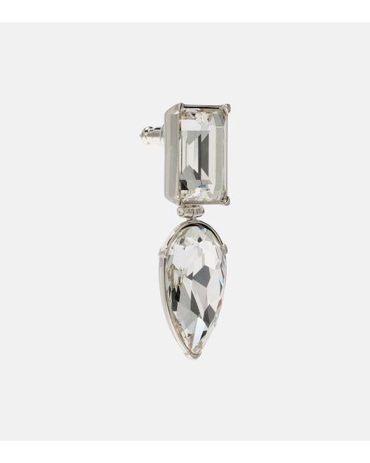 McQueen White Cocktail Crystal-Embellished Earrings
