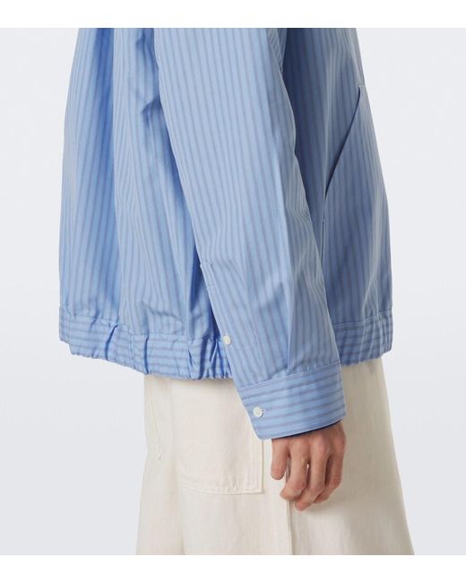Sacai Blue Striped Cotton-Blend Jacket for men