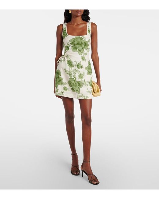 Sir Green Gardella Cutout Floral Linen Minidress