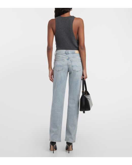 7 For All Mankind Blue Ellie Mid-rise Straight Jeans