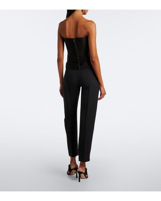Roland Mouret Blue Wool And Silk Cropped Slim Pants
