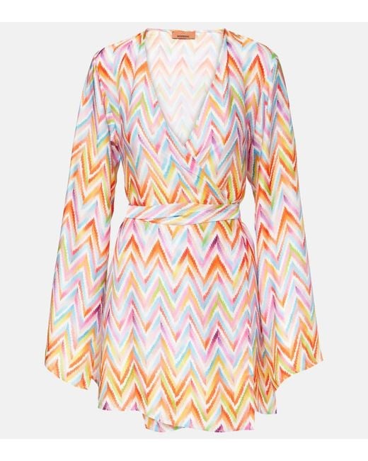 Missoni Orange Zigzag Belted Minidress