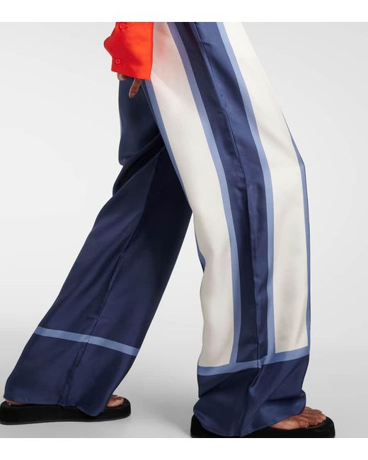 Pantalones Palazzo Dazed De Seda Estampados Sir de color Blue