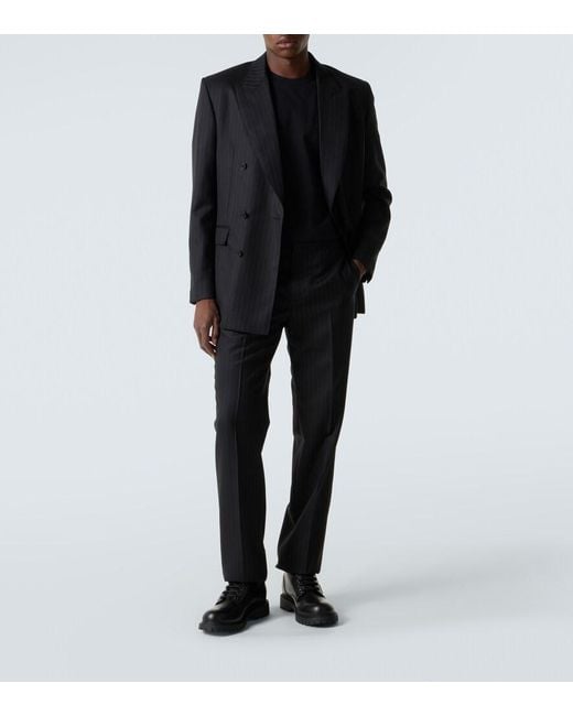 Givenchy Black Pinstripe Wool Straight Pants for men