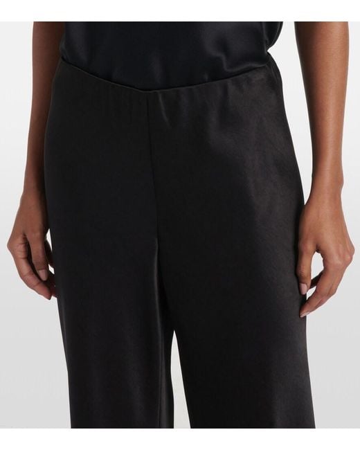 Vince Black High-Rise Satin Straight Pants