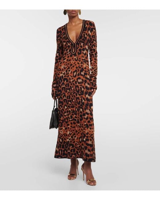 Vestido Midi Amur De Punto Estampado Johanna Ortiz de color Brown