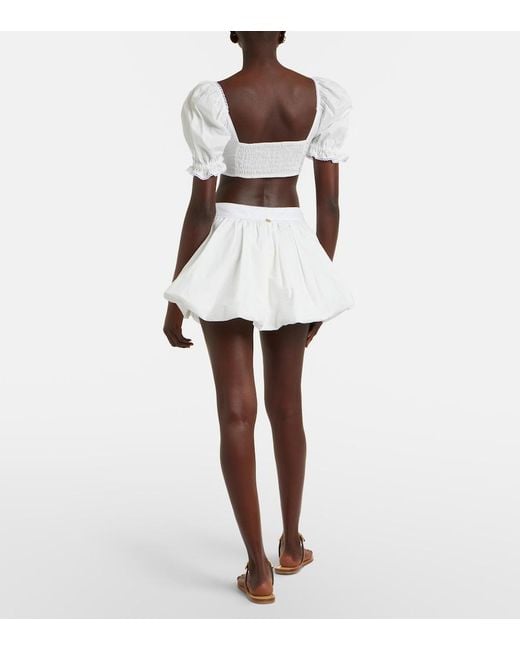 Bananhot White Micaela Cotton Poplin Miniskirt
