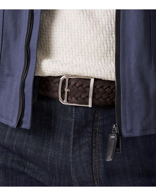 Brioni Brown Braided Suede Belt for men
