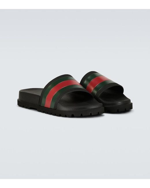 Claquettes de piscine en caoutchouc Pursuit Gucci pour homme en coloris Black