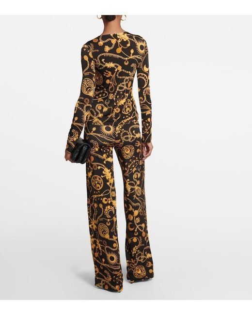 MARINE SERRE Yellow Printed Ruched Top